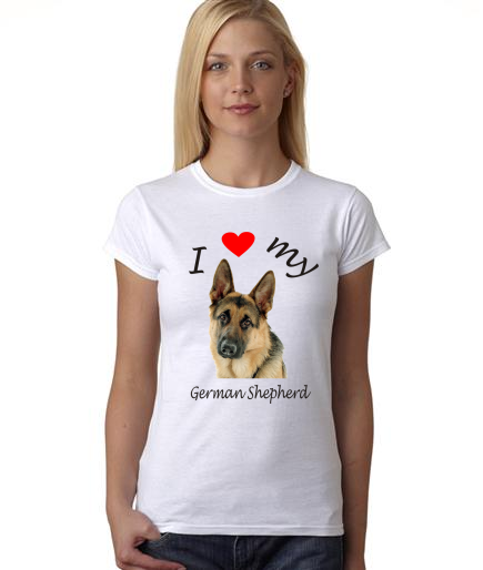 Dogs - I Heart My German Shepherd on Womans Shirt